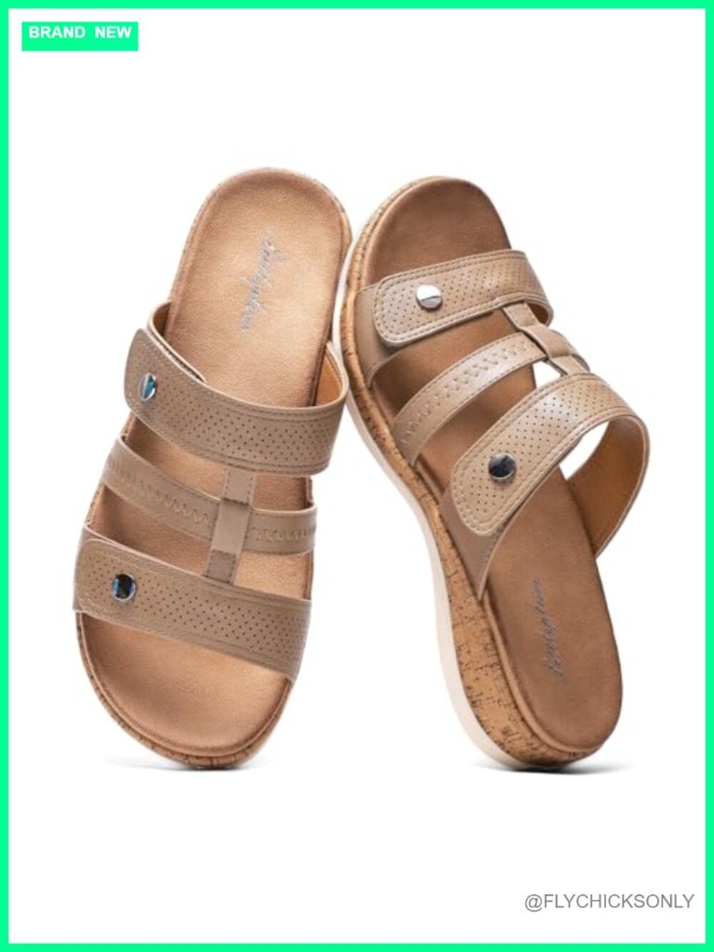 Women's Slide Sandals Arch Support Adjustable Open Toe Low Wedge TPR Sole